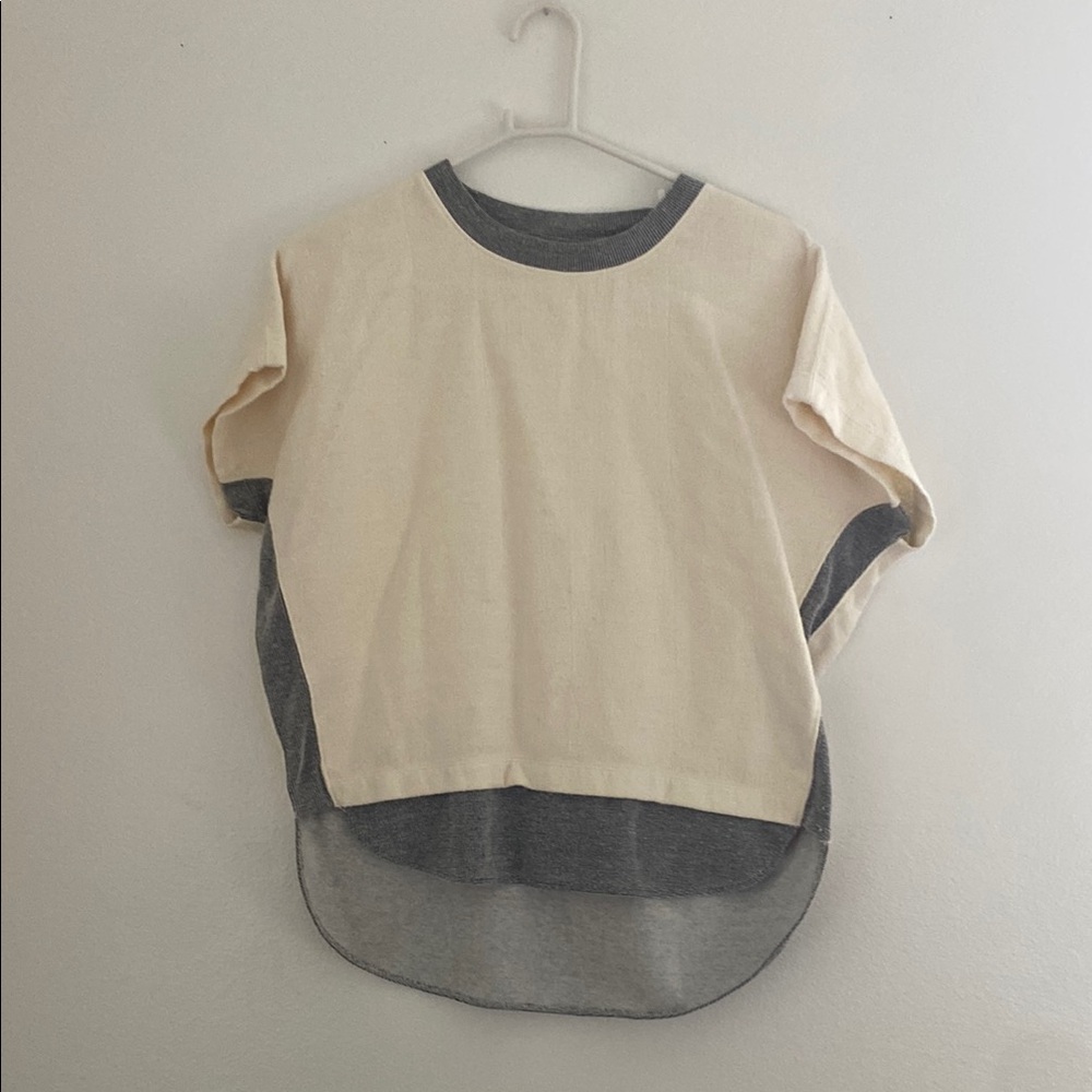 Kids Two-Tone Beige and Gray Shirt